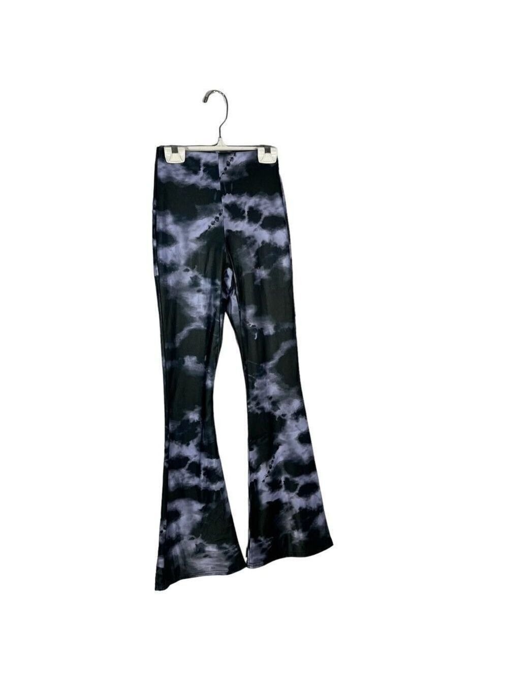 Topshop Purple and Black Tie-Die Flared Leg Mid-Rise Leggings Size 4 Petite